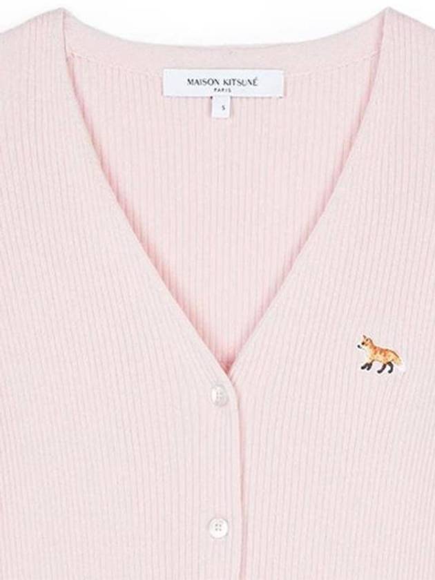 Baby Fox Patch Fine Ribbed Cardigan Pale Pink - MAISON KITSUNE - BALAAN 3