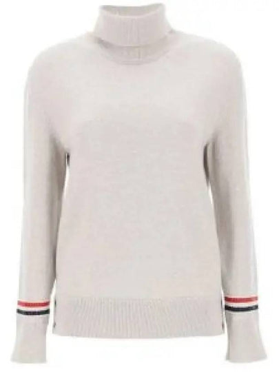 Women's Jersey Stitch Wool Turtleneck Beige - THOM BROWNE - BALAAN 2