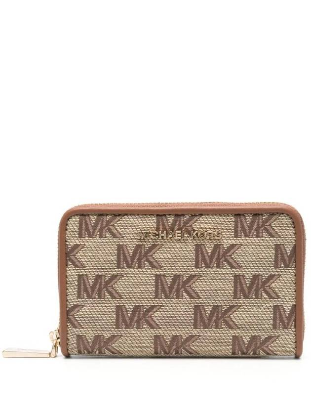 Jet Set Monogram Pattern Card Wallet Beige Ebony - MICHAEL KORS - BALAAN 1