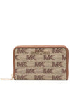 Jet Set Monogram Pattern Card Wallet Beige Ebony - MICHAEL KORS - BALAAN 1