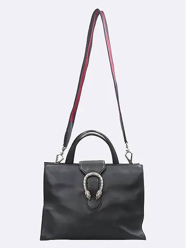 444073 Black Leather Dionysus Tote Bag Shoulder Strap 2WAY - GUCCI - BALAAN 4