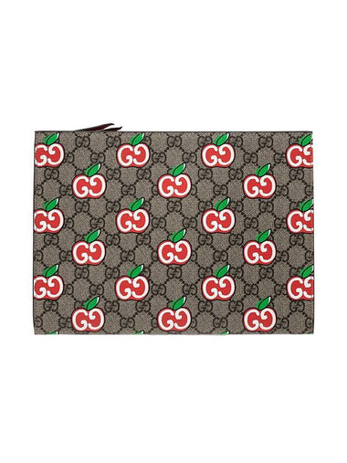 GG Supreme Apple Print Clutch Bag Red - GUCCI - BALAAN 1