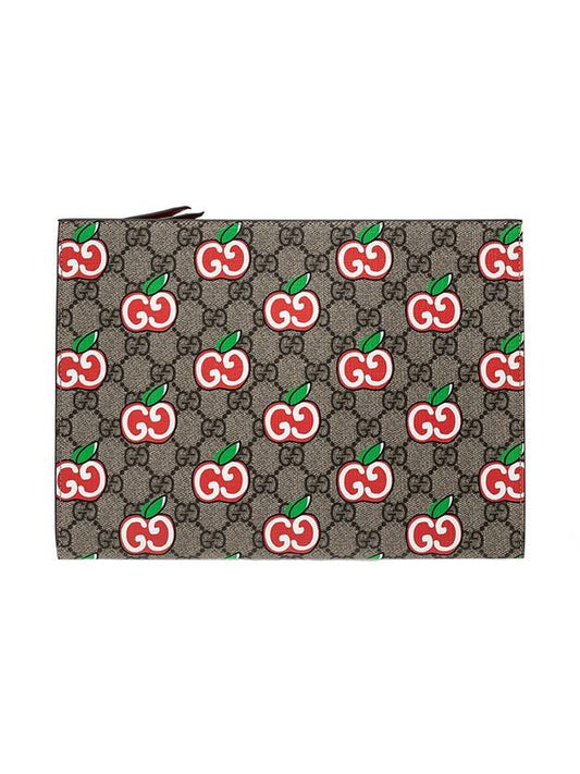 GG Supreme Apple Print Clutch Bag Red - GUCCI - BALAAN.