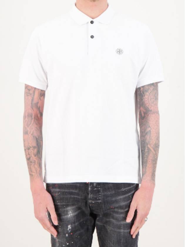 Compass Patch Short Sleeve Polo Shirt White - STONE ISLAND - BALAAN 6