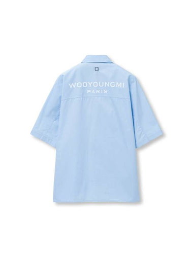 Men's Back Logo Cotton Short Sleeve Shirt Blue - WOOYOUNGMI - BALAAN 1