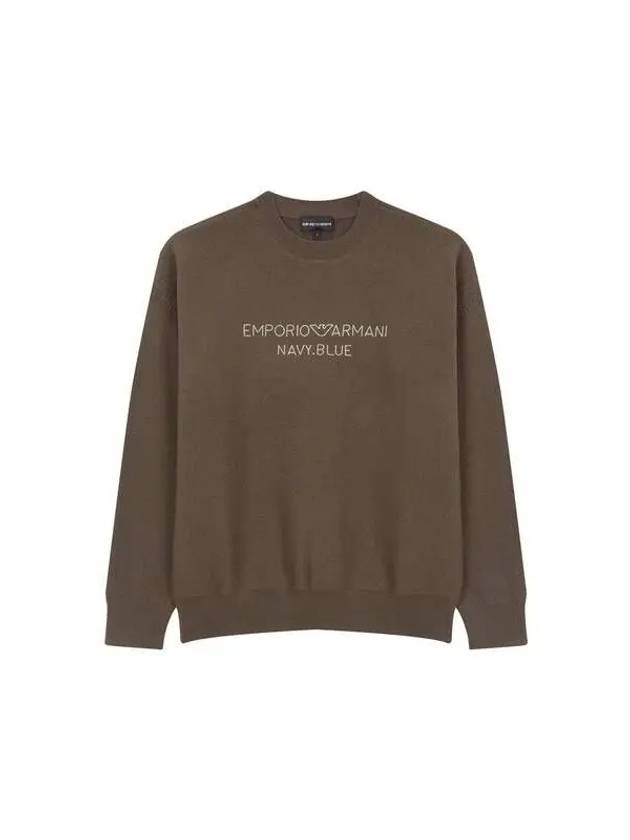 Men s Embroidered Logo Wool Crew Neck Knit Brown 271570 - EMPORIO ARMANI - BALAAN 1