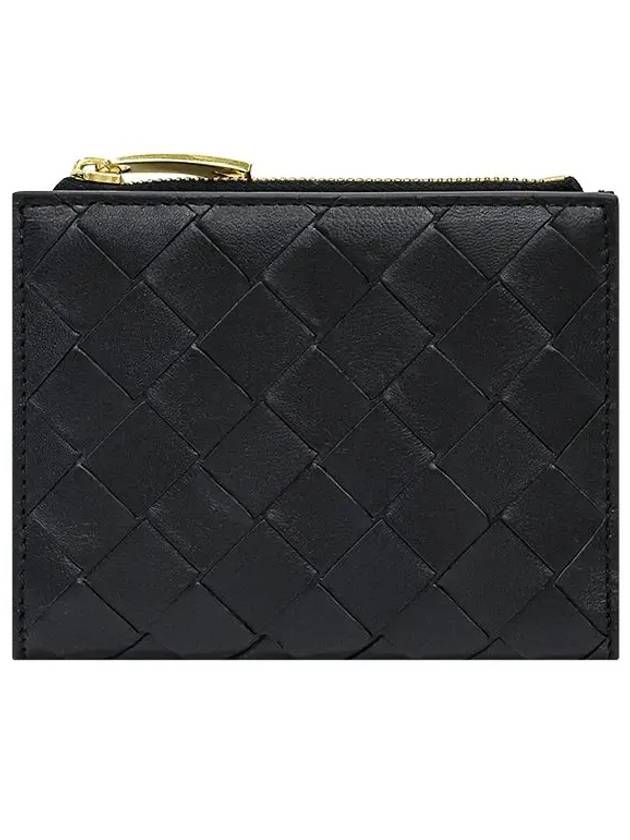 Intrecciato Zipper Small Half Wallet Black - BOTTEGA VENETA - BALAAN 2