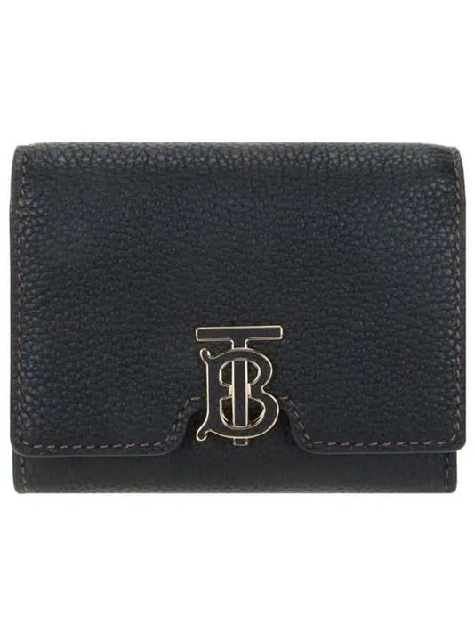 Monogram Motif Grainy Leather Folding Wallet Black - BURBERRY - BALAAN.