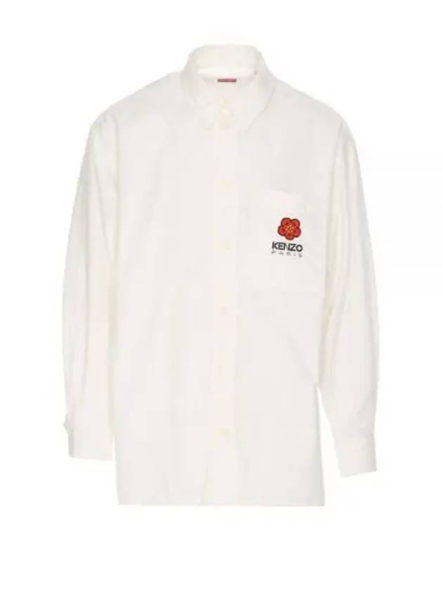 Boke Flower Embroidered Button Long Sleeve Shirt White - KENZO - BALAAN 2