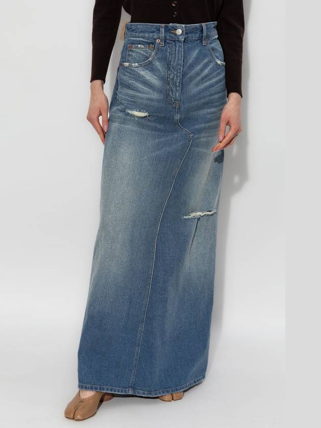 MM6 Maison Margiela Denim Skirt With Vintage Effect, Women's, Blue - MAISON MARGIELA - BALAAN 3