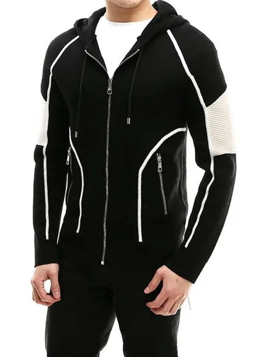 Biker knit hooded zip-up black PBMA404C - NEIL BARRETT - BALAAN 2