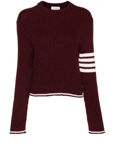 4 Bar Stripe Cable Knit Top Red - THOM BROWNE - BALAAN 2