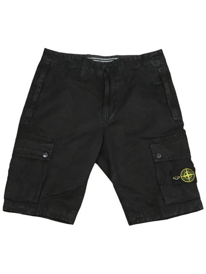 Logo Cotton Slim Cargo Shorts Black - STONE ISLAND - BALAAN 2