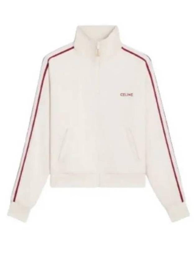 Embroidered Logo Double Face Jersey Track Jacket Ecru - CELINE - BALAAN 2