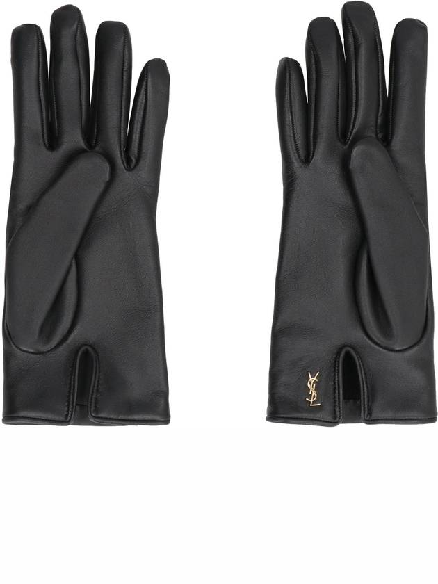 Cassandra Lambskin Cashmere Short Gloves Black - SAINT LAURENT - BALAAN 4