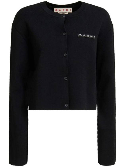 Logo Patch Button Cardigan Black - MARNI - BALAAN 1