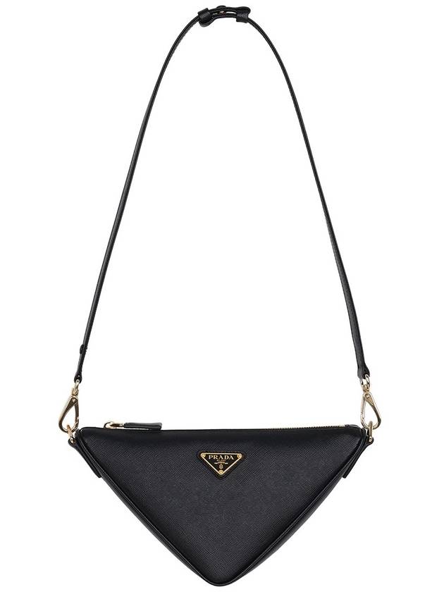 Triangle Saffiano Leather Shoulder Bag Black - PRADA - BALAAN 4