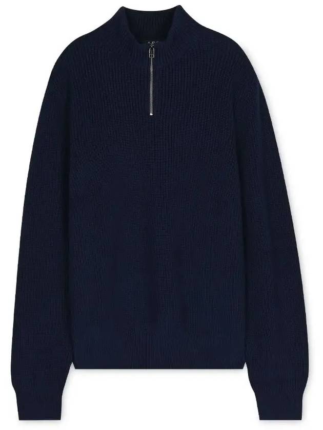 Mock Neck Half Zip-Up Knit Top Navy - A.P.C. - BALAAN 4