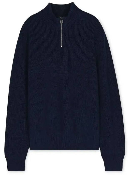 Mock Neck Half Zip-Up Knit Top Navy - A.P.C. - BALAAN 2