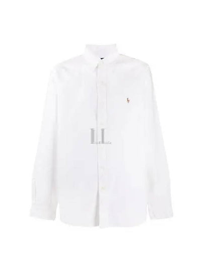 Men's Embroidered Pony Logo Oxford Long Sleeve Shirt White - POLO RALPH LAUREN - BALAAN 2