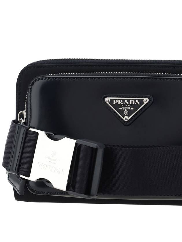 Triangle Logo Brushed Leather Shoulder Bag Black - PRADA - BALAAN 5