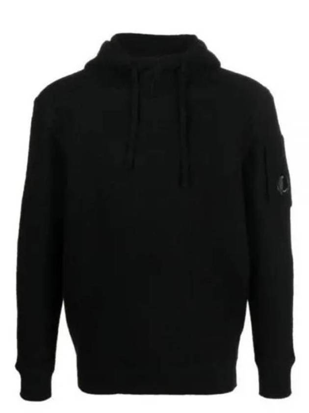 Lens Patch Merino Wool Hoodie Black - CP COMPANY - BALAAN 2