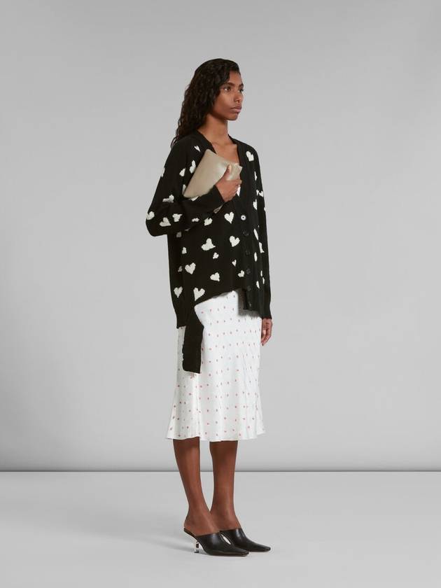 BUNCH OF HEARTS motif black wool long cardigan - MARNI - BALAAN 3