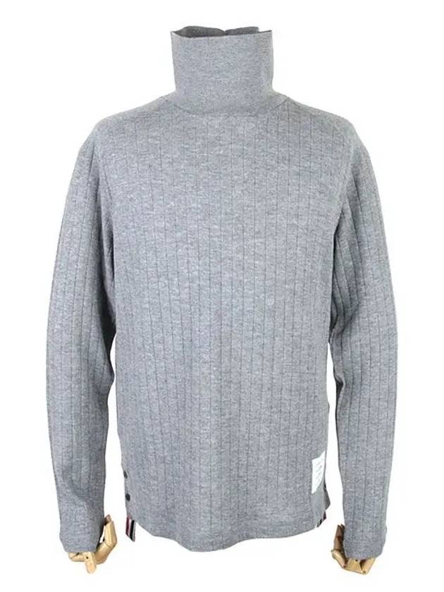 Raglan Roll Neck Virgin Wool Turtleneck Grey - THOM BROWNE - BALAAN 3