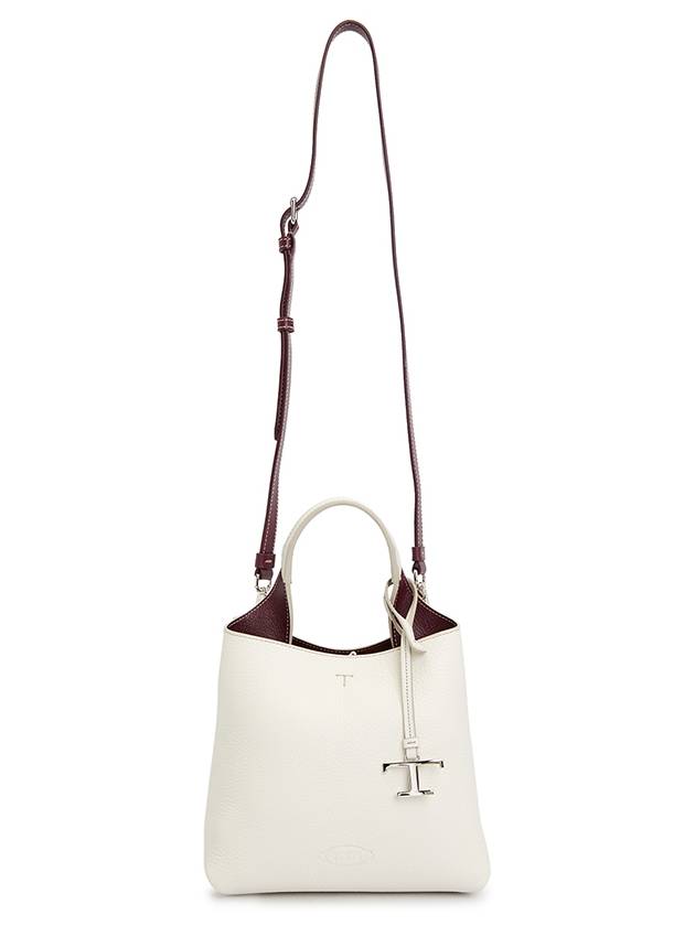 Logo Mini Leather Tote Bag White - TOD'S - BALAAN 8