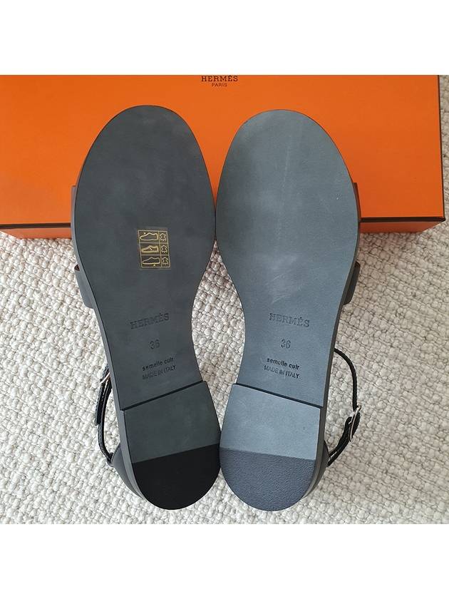 Santorini Sandal Calfskin & Noir - HERMES - BALAAN 8