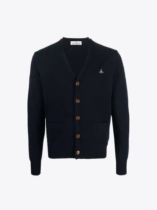 Logo Embroided Button Wool Cardigan Navy - VIVIENNE WESTWOOD - BALAAN 2