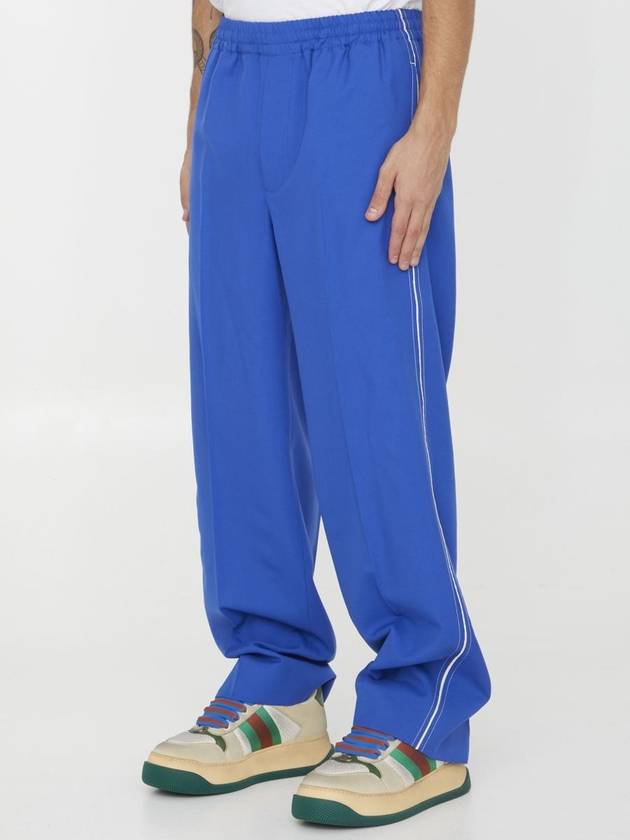 Interlocking G Wool Mohair Track Pants Blue - GUCCI - BALAAN 3