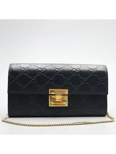 453506 Black Cima Leather Fedlock Long Wallet and Chain Shoulder Bag - GUCCI - BALAAN 2