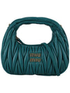 Wander Matelasse Nappa Leather Hobo Mini Bag Lagoon Blue - MIU MIU - BALAAN 3