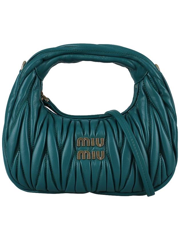 Wander Matelasse Nappa Leather Hobo Mini Bag Lagoon Blue - MIU MIU - BALAAN 2