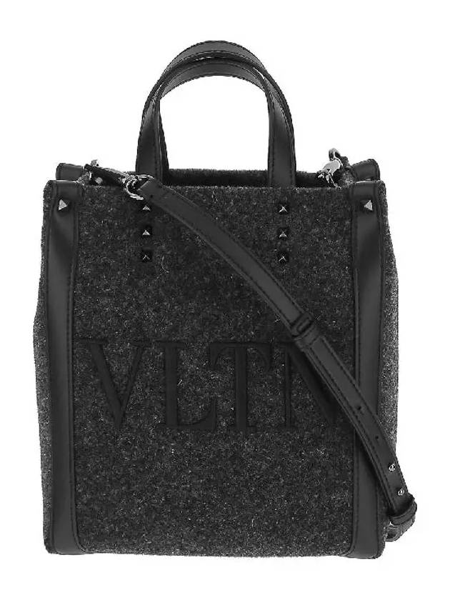 Rockstud VLTN Logo Tote Bag Black - VALENTINO - BALAAN 3