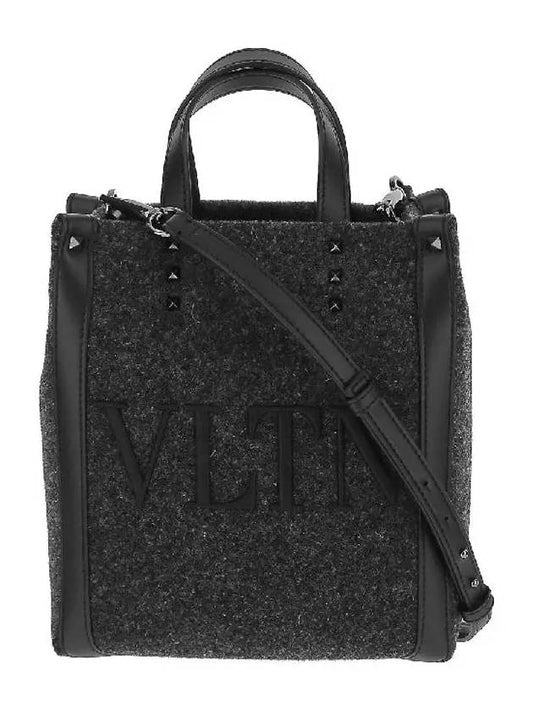 Rockstud VLTN Logo Tote Bag Black - VALENTINO - BALAAN 2