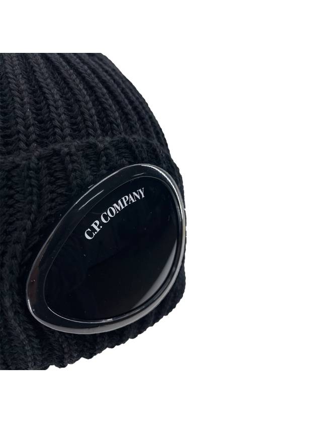 Extra Fine Merino Wool Goggle Beanie Black - CP COMPANY - BALAAN 6