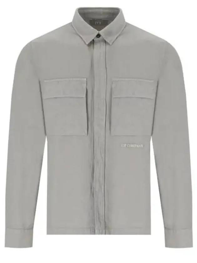 Broken Linen Cotton Long Sleeve Shirt Grey - CP COMPANY - BALAAN 2