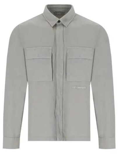 Broken Linen Cotton Long Sleeve Shirt Grey - CP COMPANY - BALAAN 2