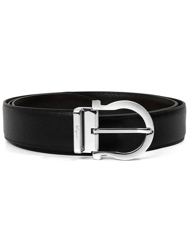 Gancini Reversible Leather Belt Black - SALVATORE FERRAGAMO - BALAAN 6