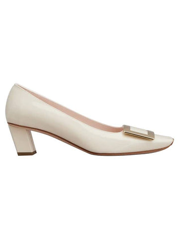 Women's Metal Buckle Patent Leather Pumps Heel Offwhite - ROGER VIVIER - BALAAN 1