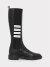 Logo Pebble Leather Chelsea Long Boots Black - THOM BROWNE - BALAAN 4