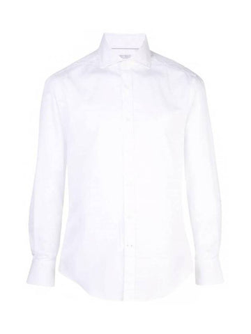 Twill Slim Fit Long Sleeve Shirt White - BRUNELLO CUCINELLI - BALAAN 1