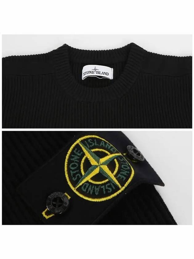 Full Rib Pure Wool Crewneck Knit Top Navy - STONE ISLAND - BALAAN 6