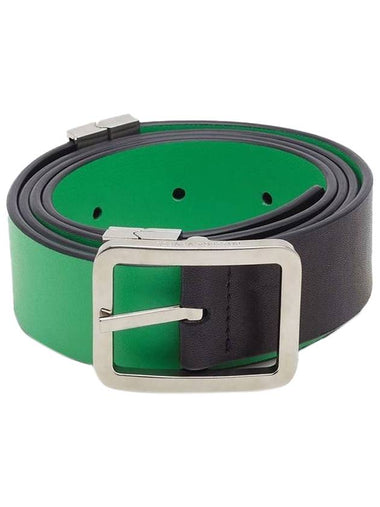 Reversible Leather Belt Black Green - BOTTEGA VENETA - BALAAN 1