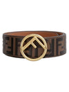 F Logo Buckle Leather Belt Brown - FENDI - BALAAN 1