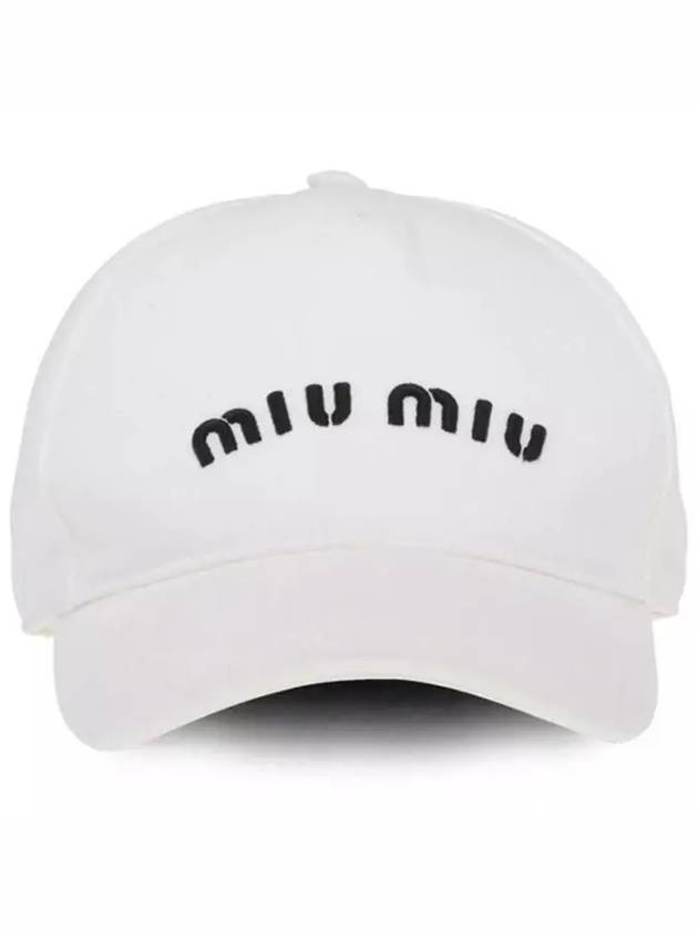 Embroidered Logo Drill Ball Cap white black - MIU MIU - BALAAN 2