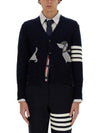 Hector 4 Bar Stripe Cardigan Black - THOM BROWNE - BALAAN 2