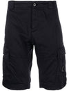 Men's Stretch Satin Lens Cargo Shorts Black - CP COMPANY - BALAAN 2